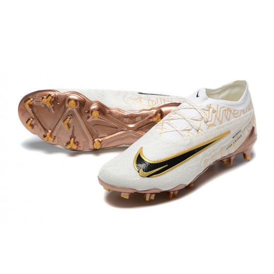 Cheap Nike Phantom GX Elite FG Low Soccer Shoes White Yellow Brown Sale