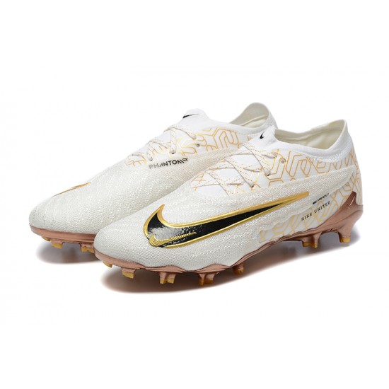 Cheap Nike Phantom GX Elite FG Low Soccer Shoes White Yellow Brown Sale