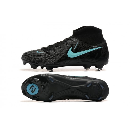 Cheap Nike Phantom Luna Elite FG Black Ltblue High Soccer Shoes Sale