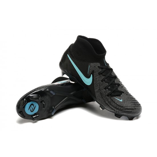 Cheap Nike Phantom Luna Elite FG Black Ltblue High Soccer Shoes Sale