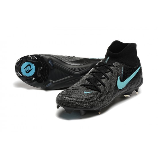 Cheap Nike Phantom Luna Elite FG Black Ltblue High Soccer Shoes Sale