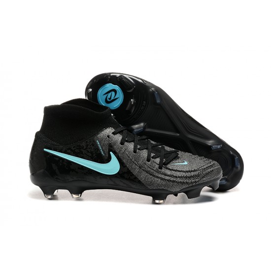 Cheap Nike Phantom Luna Elite FG Black Ltblue High Soccer Shoes Sale