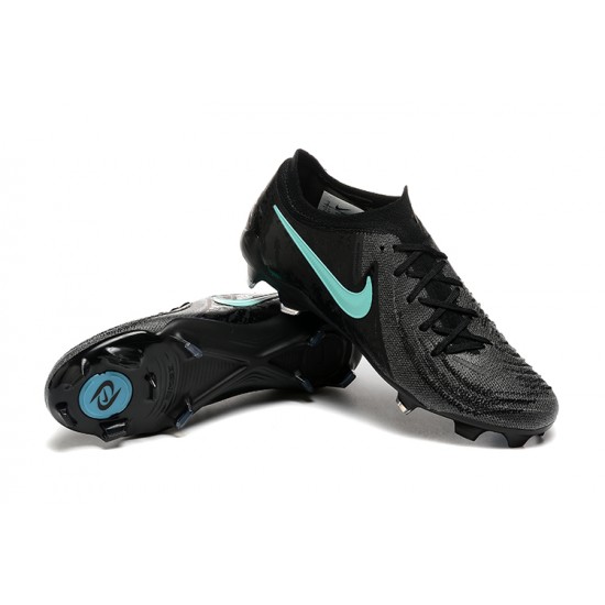 Cheap Nike Phantom Luna Elite FG Black Ltblue Low Soccer Shoes Sale