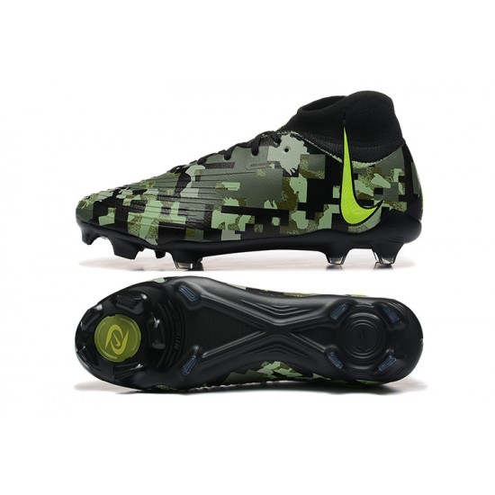 Cheap Nike Phantom Luna Elite FG High Top Black Green Soccer Shoes Sale