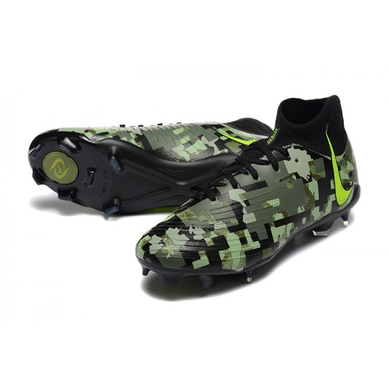 Cheap Nike Phantom Luna Elite FG High Top Black Green Soccer Shoes Sale