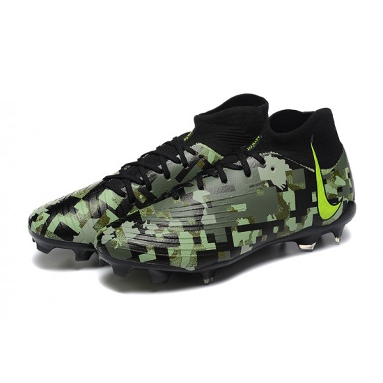 Cheap Nike Phantom Luna Elite FG High Top Black Green Soccer Shoes Sale