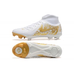 Nike Phantom Luna Elite FG High Top Gold White Soccer Shoes 