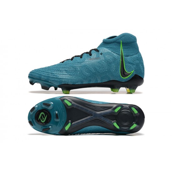 Cheap Nike Phantom Luna Elite FG High Top Ltblue Black Green Soccer Shoes Sale