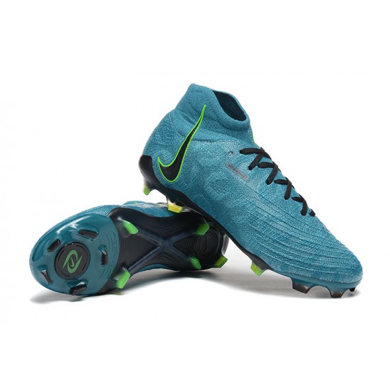 Cheap Nike Phantom Luna Elite FG High Top Ltblue Black Green Soccer Shoes Sale