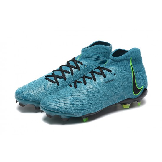 Cheap Nike Phantom Luna Elite FG High Top Ltblue Black Green Soccer Shoes Sale