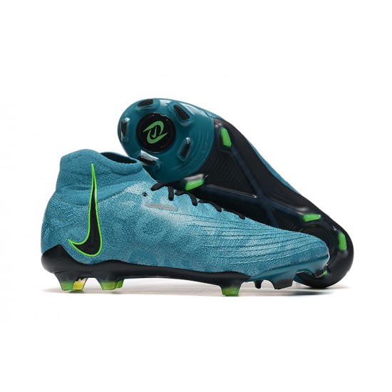 Cheap Nike Phantom Luna Elite FG High Top Ltblue Black Green Soccer Shoes Sale