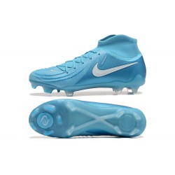 Nike Phantom Luna Elite FG High Top Ltblue White Soccer Shoes 