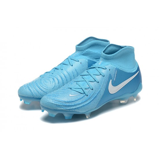 Cheap Nike Phantom Luna Elite FG High Top Ltblue White Soccer Shoes Sale