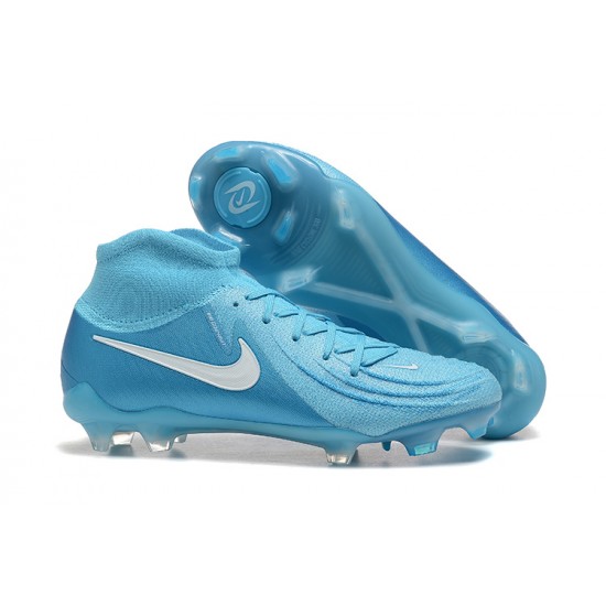 Cheap Nike Phantom Luna Elite FG High Top Ltblue White Soccer Shoes Sale