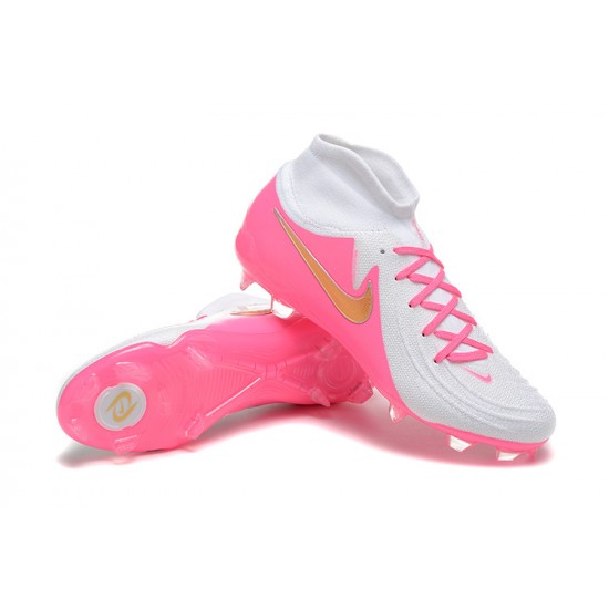 Cheap Nike Phantom Luna Elite FG High Top Peach White Gold Soccer Shoes Sale