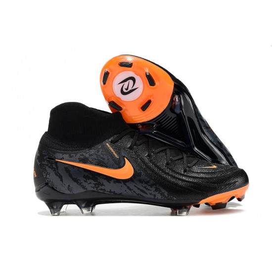 Cheap Nike Phantom Luna Elite FG High Top Soccer Shoes Black Orange Sale