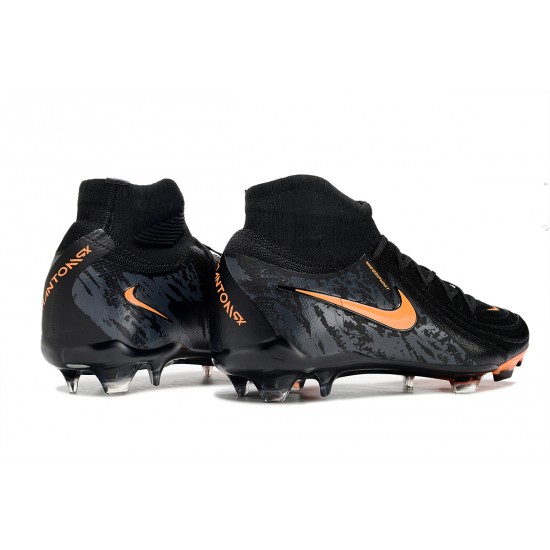 Cheap Nike Phantom Luna Elite FG High Top Soccer Shoes Black Orange Sale