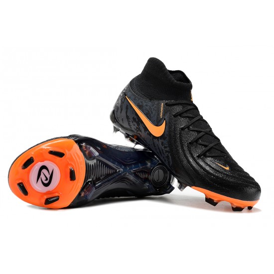 Cheap Nike Phantom Luna Elite FG High Top Soccer Shoes Black Orange Sale