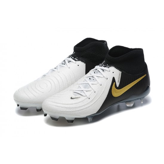 Cheap Nike Phantom Luna Elite FG High Top White Black Gold Soccer Shoes Sale