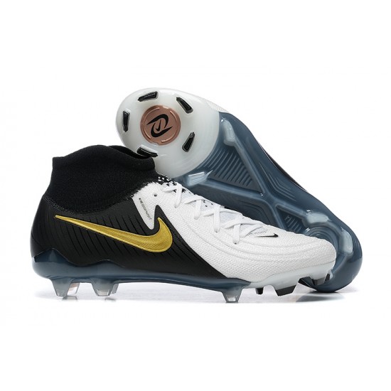 Cheap Nike Phantom Luna Elite FG High Top White Black Gold Soccer Shoes Sale