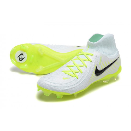 Cheap Nike Phantom Luna Elite FG High Top White Black Yellow Green Soccer Shoes Sale