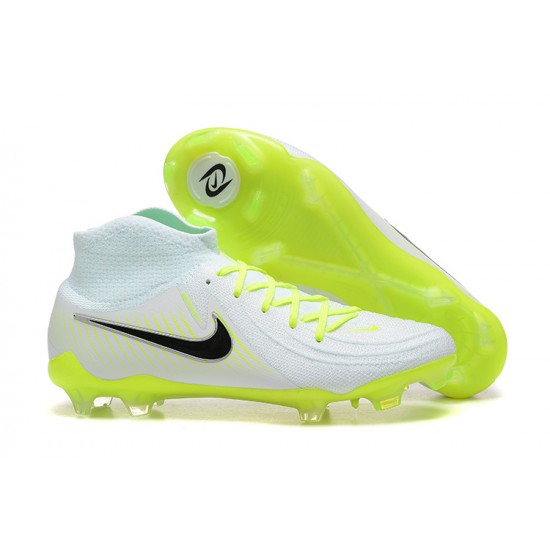 Cheap Nike Phantom Luna Elite FG High Top White Black Yellow Green Soccer Shoes Sale