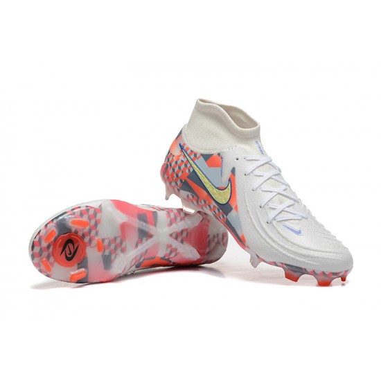 Cheap Nike Phantom Luna Elite FG High Top White Orange Soccer Shoes Sale