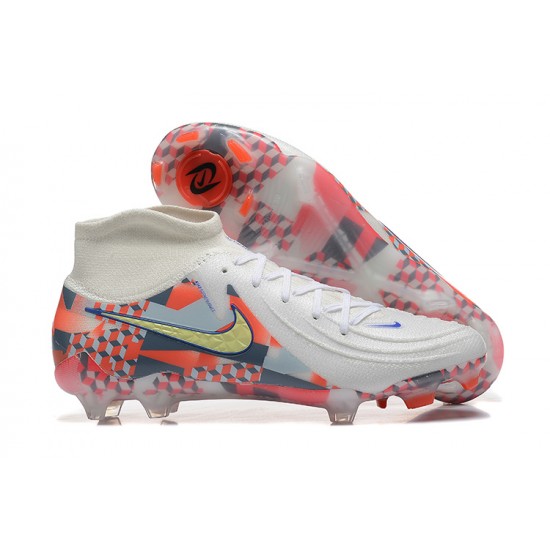 Cheap Nike Phantom Luna Elite FG High Top White Orange Soccer Shoes Sale