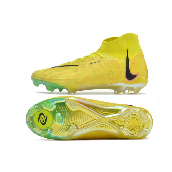 Cheap Nike Phantom Luna Elite FG High Top Yellow Black Soccer Shoes Sale