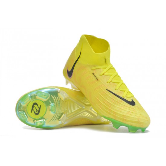 Cheap Nike Phantom Luna Elite FG High Top Yellow Black Soccer Shoes Sale