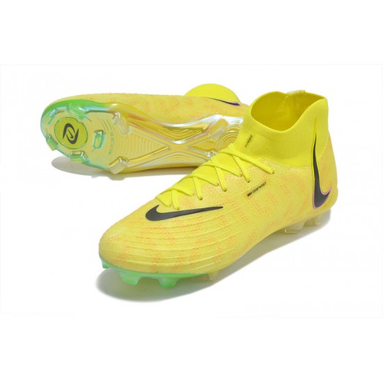 Cheap Nike Phantom Luna Elite FG High Top Yellow Black Soccer Shoes Sale