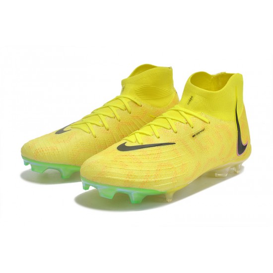 Cheap Nike Phantom Luna Elite FG High Top Yellow Black Soccer Shoes Sale