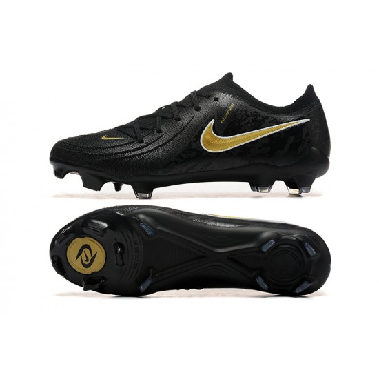 Cheap Nike Phantom Luna Elite FG Low Black Gold Soccer Shoes Sale