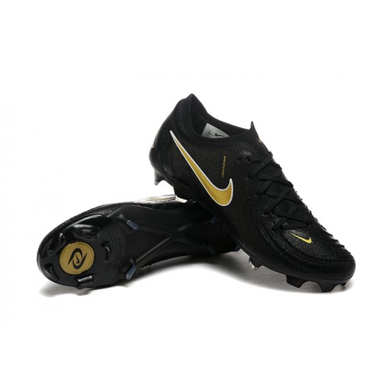 Cheap Nike Phantom Luna Elite FG Low Black Gold Soccer Shoes Sale