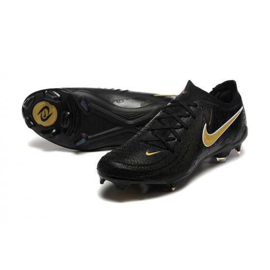 Cheap Nike Phantom Luna Elite FG Low Black Gold Soccer Shoes Sale