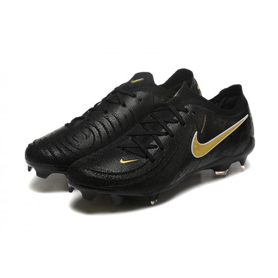 Cheap Nike Phantom Luna Elite FG Low Black Gold Soccer Shoes Sale