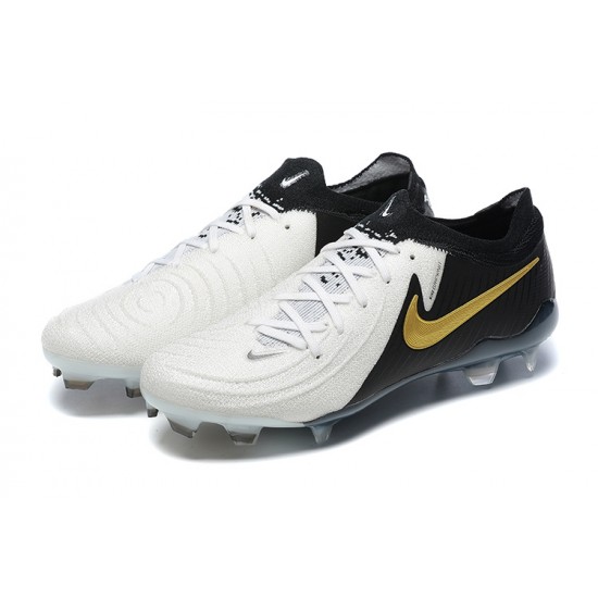 Cheap Nike Phantom Luna Elite FG Low Black Gold White Soccer Shoes Sale