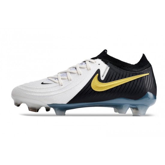 Cheap Nike Phantom Luna Elite FG Low Black White Gold Soccer Shoes Sale