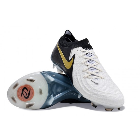 Cheap Nike Phantom Luna Elite FG Low Black White Gold Soccer Shoes Sale