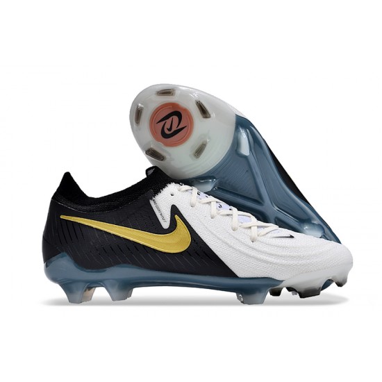 Cheap Nike Phantom Luna Elite FG Low Black White Gold Soccer Shoes Sale