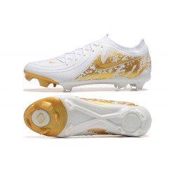 Nike Phantom Luna Elite FG Low Gold White Soccer Shoes 