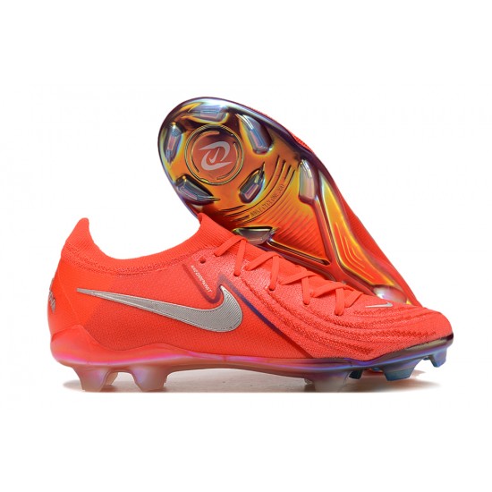 Cheap Nike Phantom Luna Elite FG Low Soccer Shoes Red Silver Sale