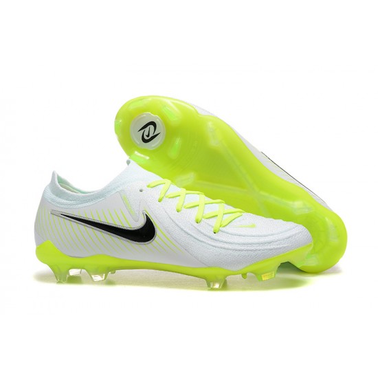 Cheap Nike Phantom Luna Elite FG Low White Black Green Soccer Shoes Sale