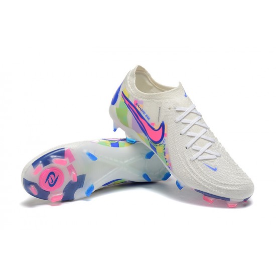 Cheap Nike Phantom Luna Elite FG Low White Blue Pink Soccer Shoes Sale