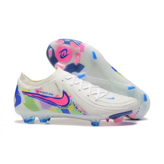 Cheap Nike Phantom Luna Elite FG Low White Blue Pink Soccer Shoes Sale