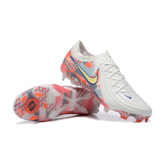 Cheap Nike Phantom Luna Elite FG Low White Orange Yellow Soccer Shoes Sale