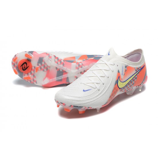 Cheap Nike Phantom Luna Elite FG Low White Orange Yellow Soccer Shoes Sale