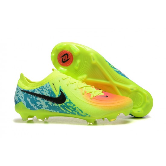 Cheap Nike Phantom Luna Elite FG Low Yellow Black Blue Soccer Shoes Sale