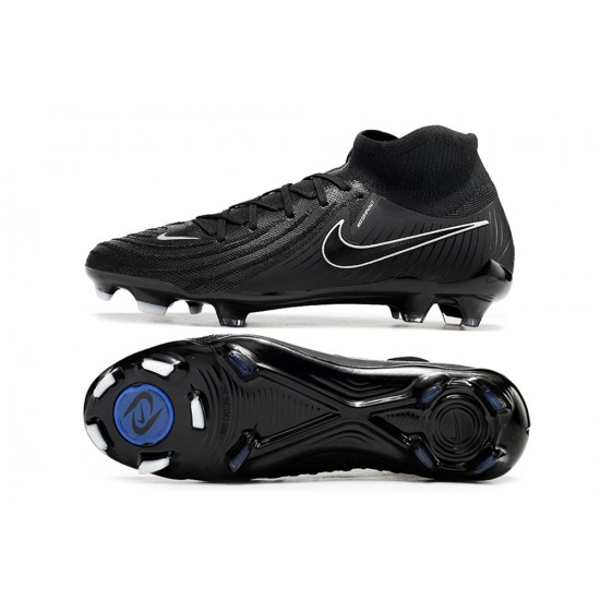 Cheap Nike Phantom Luna Elite NU FG All Black White High Soccer Shoes Sale