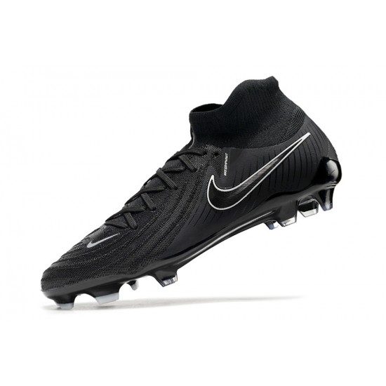 Cheap Nike Phantom Luna Elite NU FG All Black White High Soccer Shoes Sale